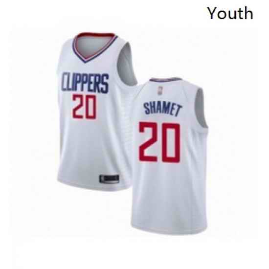 Youth Los Angeles Clippers 20 Landry Shamet Swingman White Basketball Jersey Association Edition
